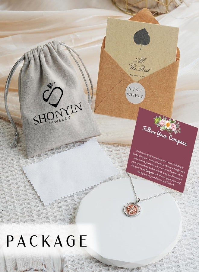 Shonyin Compass Necklace for Women Graduation Gifts for Her 2025 Coworker Leaving Gifts Travel Inspirational Goodbye New Job Gift - Image 5